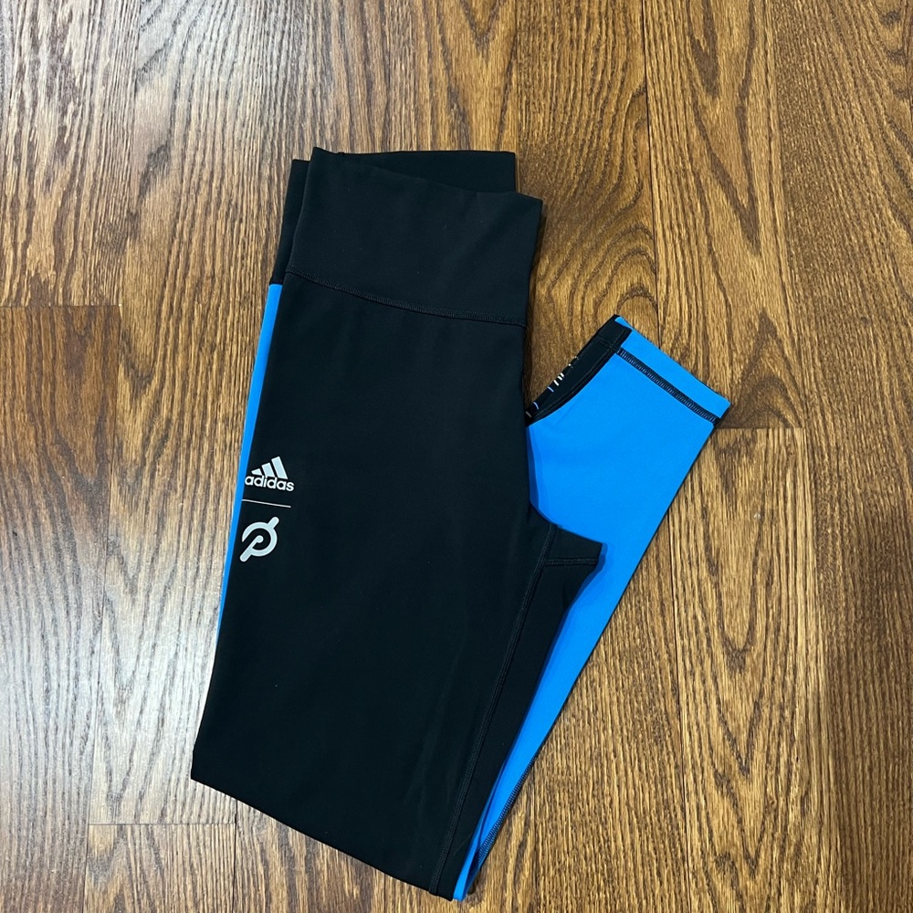 Adidas Aeroready Peloton Black and Blue Leggings - size Large